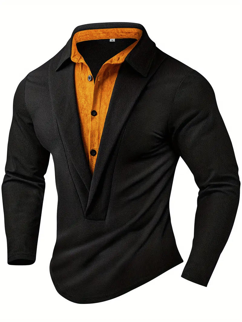 Herren Elegantes Langarmhemd mit modernem Kragen und texturiertem Design Berg-Feldt