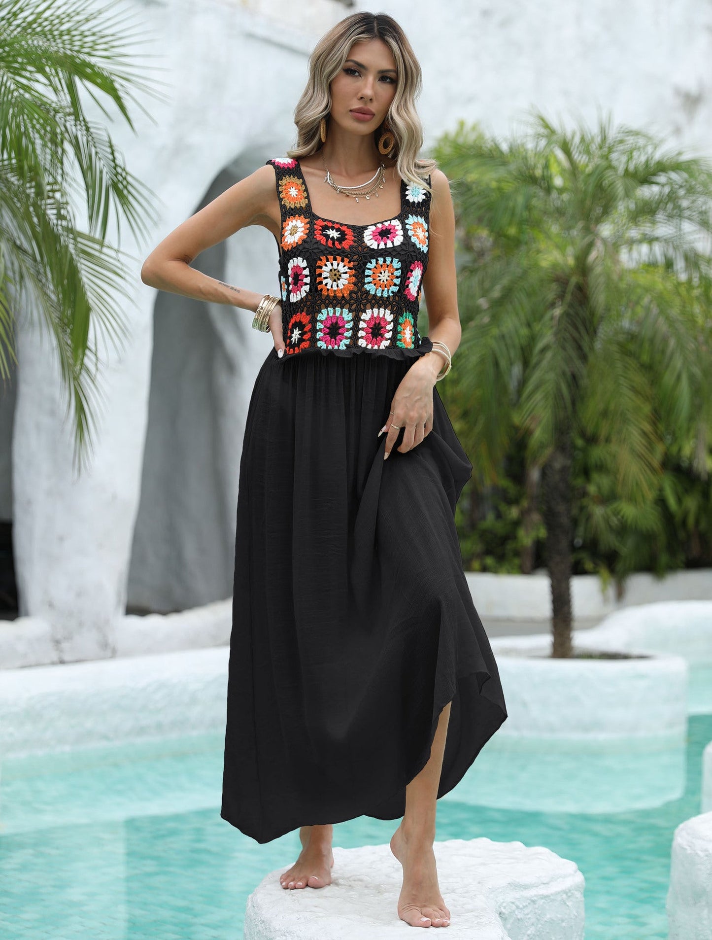 Maxikleid für Damen mit Häkel-Detail von berg-feldt
