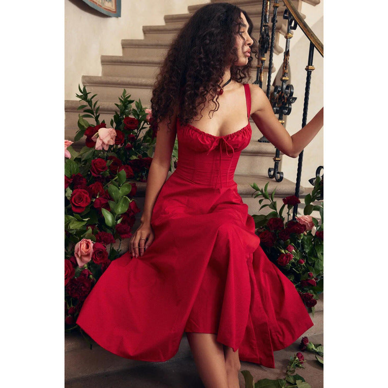 Berg-Feldt Robe longue pour femme avec fronces sur le corsage