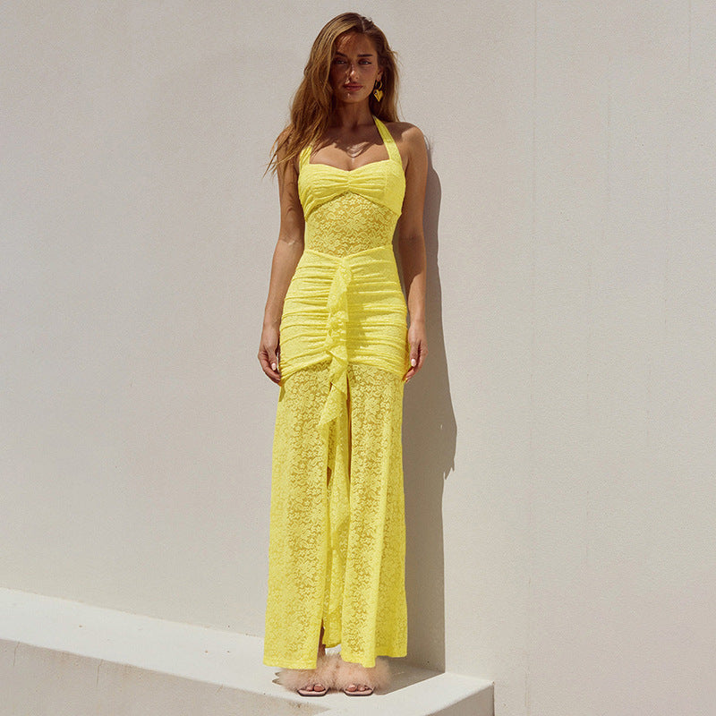 Elegant Women's Lace-Accent Maxi Dress by berg-feldt