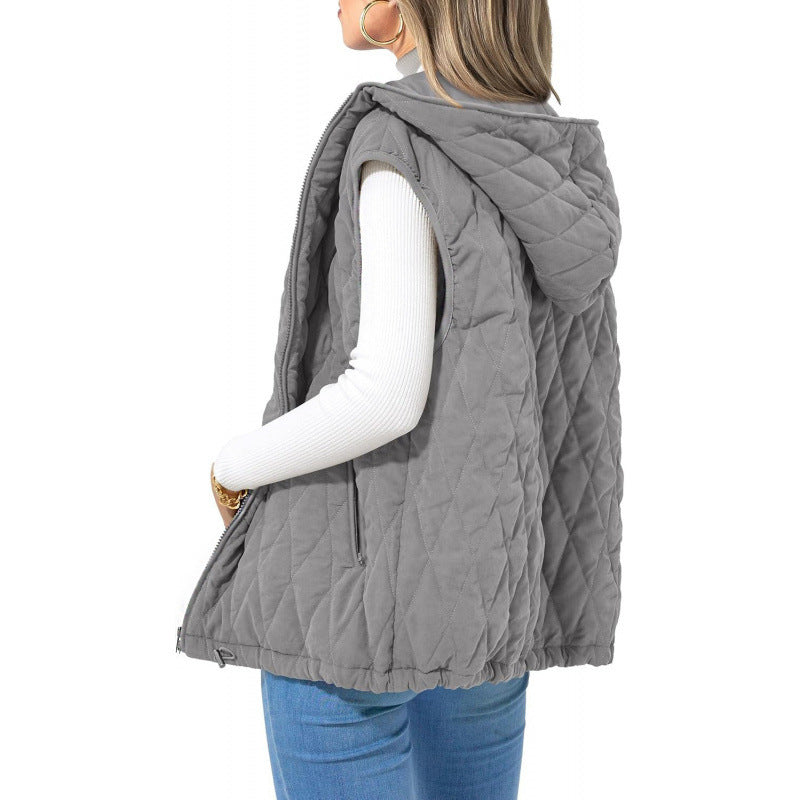 Women's quilted vest with hood and side zip pockets Berg-Feldt