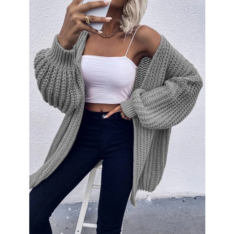 Cardigan épais en maille pour femme avec manches volumineuses et ouverture devant Berg-Feldt