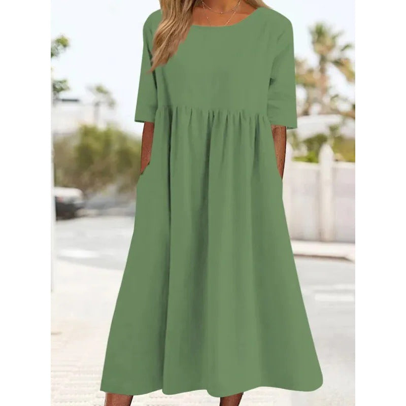 Robe en coton et lin par Fudus : Ample, longue, unie