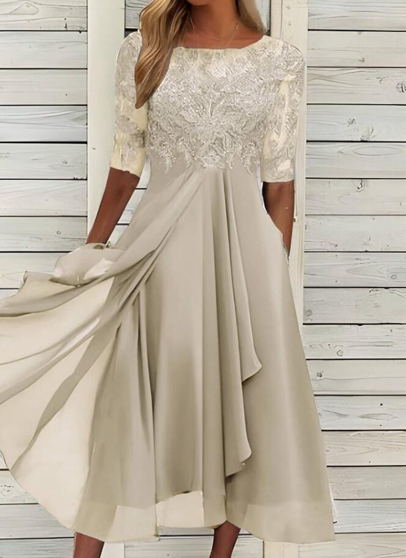Élégante robe de cocktail pour femme avec dentelle et jupe fluide, par berg-feldt