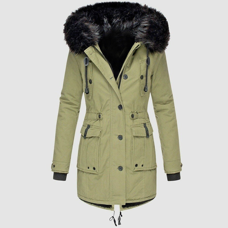 Berg-Feldt | Lange Winterjacke mit Knopfverschluss für Damen Ideal für Die Kalte Saison