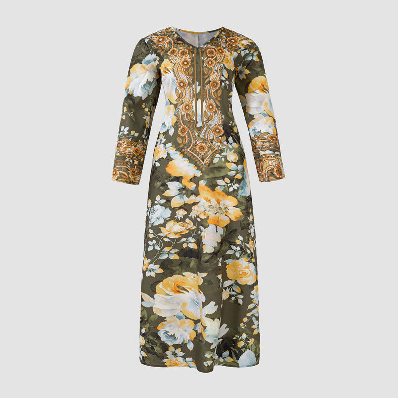 Robe longue femme à manches longues et broderies florales par berg-feldt