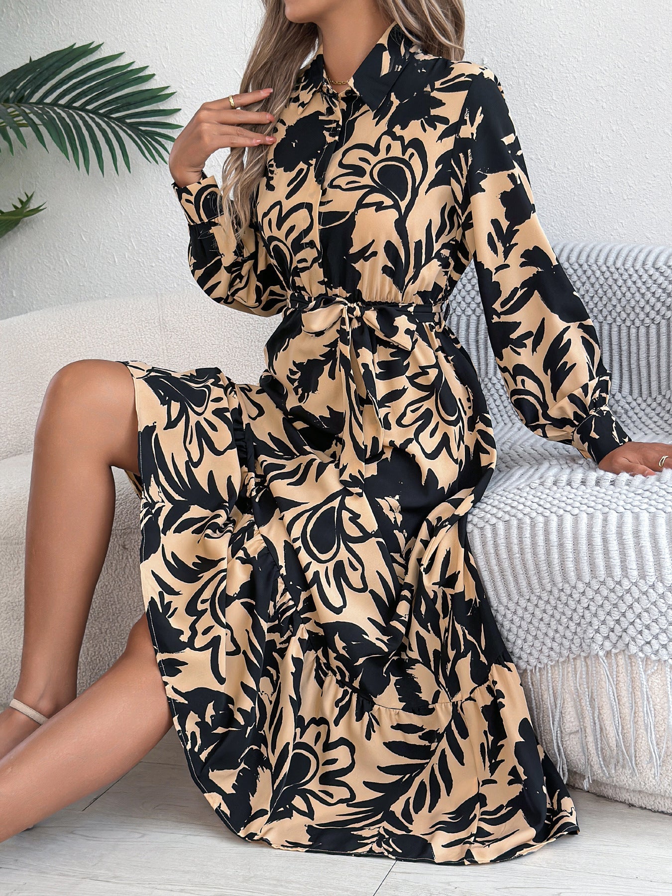 Berg-Feldt Robe longue à motif floral pour femme