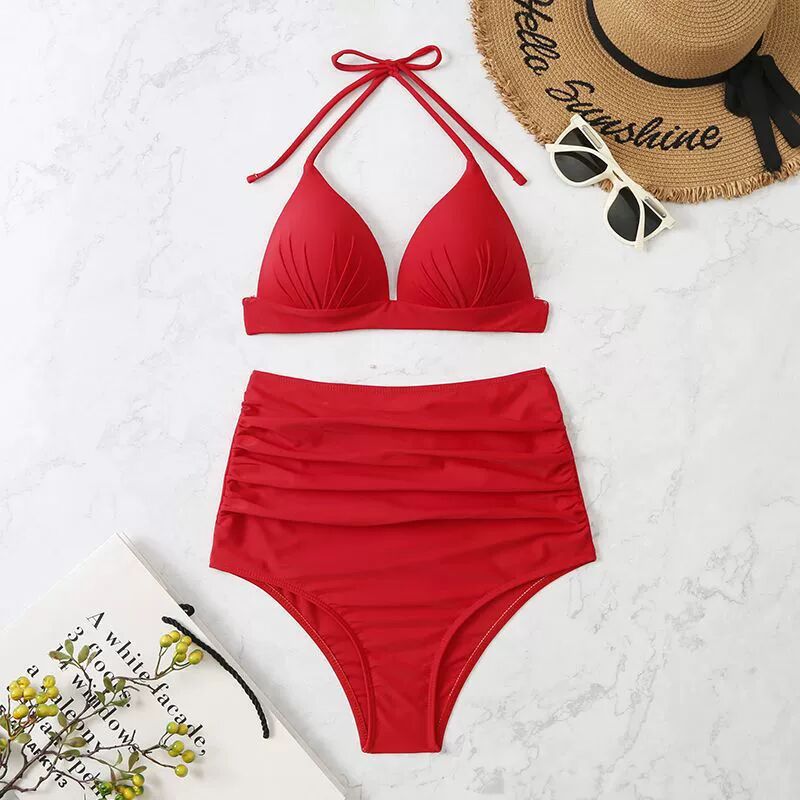 Maillot de bain deux pièces côtelé taille haute Berg-Feldt pour femme