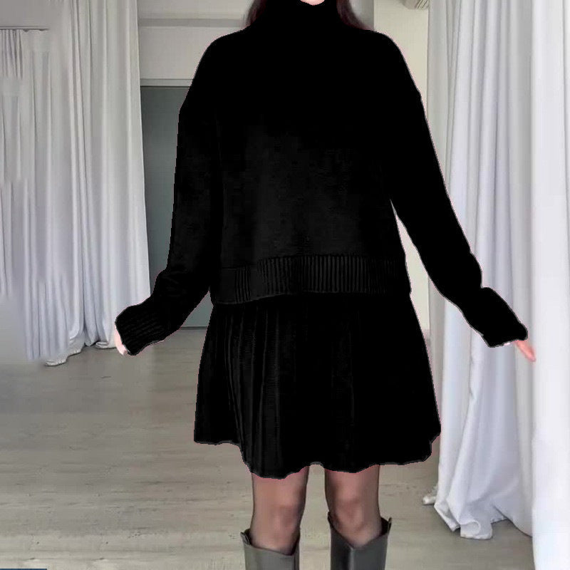 Ensemble élégant en tricot pour femme avec col roulé et jupe fluide Berg-Feldt