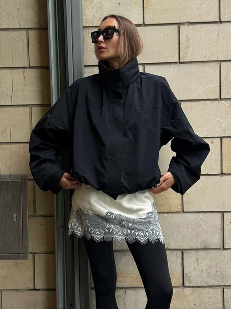 Veste décontractée ample à col montant et fermeture réglable Berg-Feldt pour femme