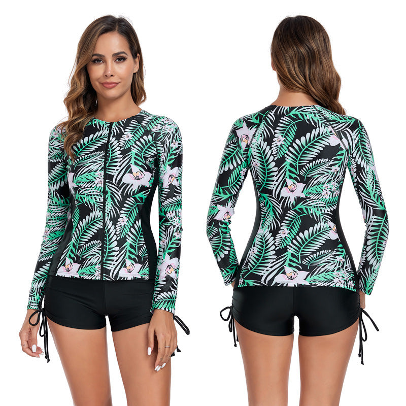 Combinaison de surf berg-feldt pour femme, coupe courte, à manches longues, motif floral tendance