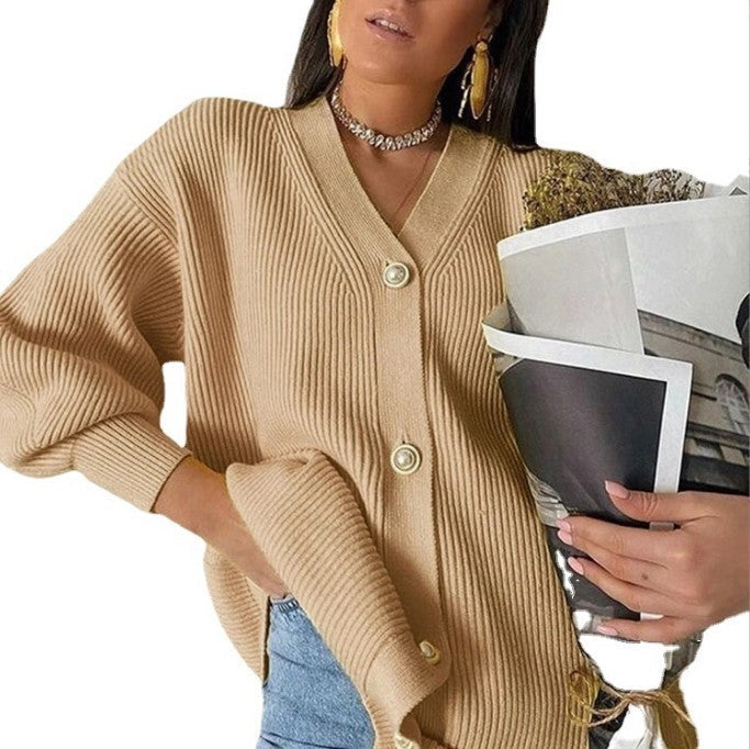 Cardigan oversize en maille à col en V profond avec boutons élégants pour femme Berg-Feldt