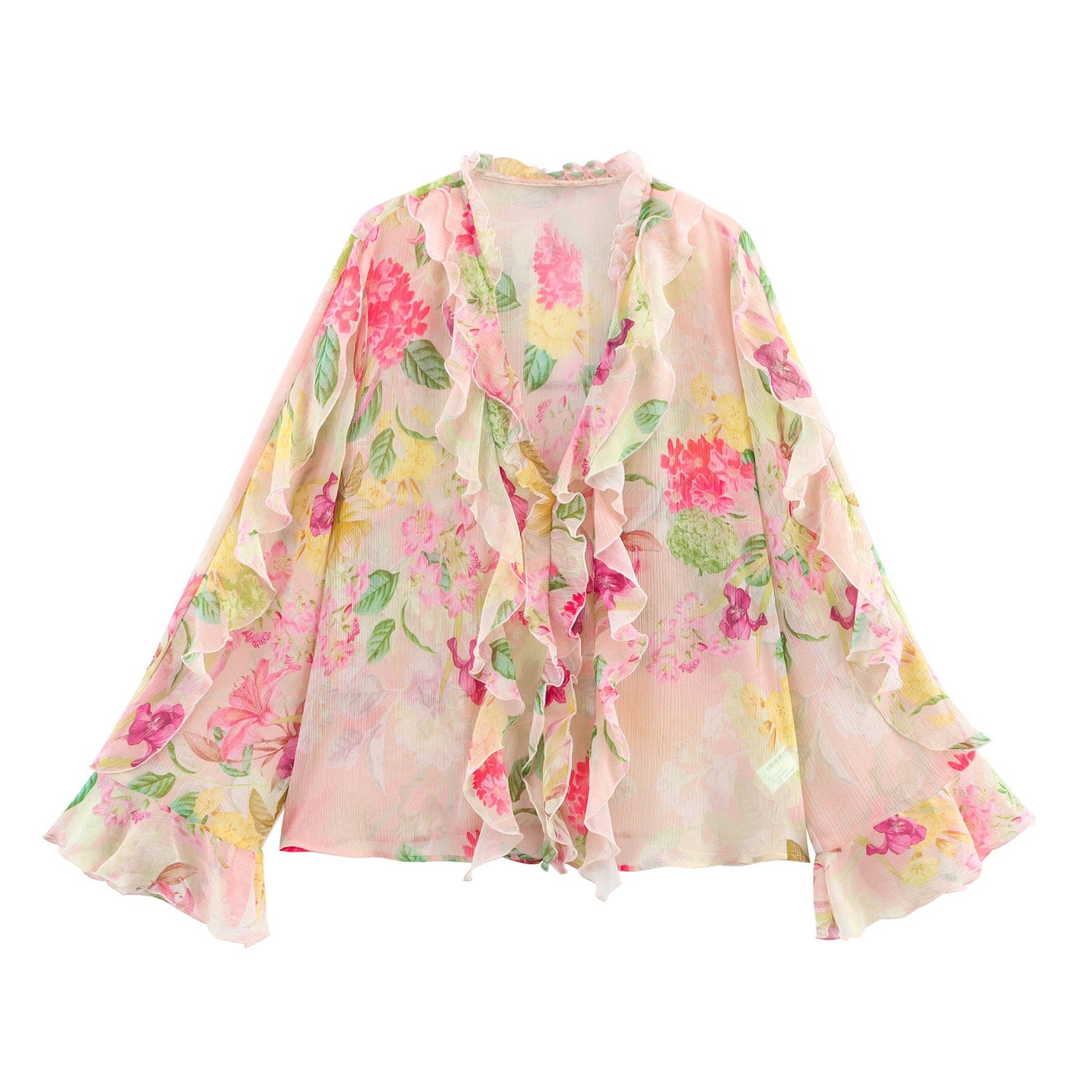 Women's Ruffled Floral Kimono Jacket berg-feldt