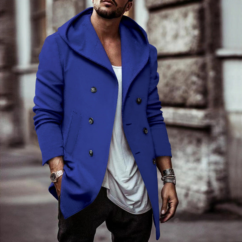 Manteau à capuche élégant pour homme à double boutonnage et col large Berg-Feldt