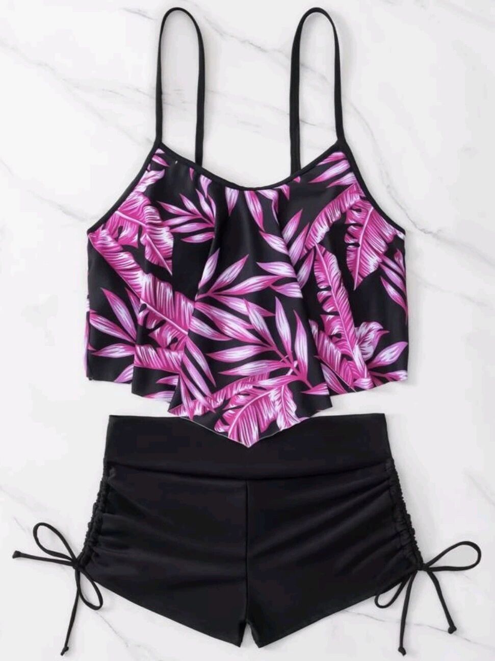 Tankini-Set für Damen mit Blumen-Oberteil und regulierbarer Hose von berg-feldt