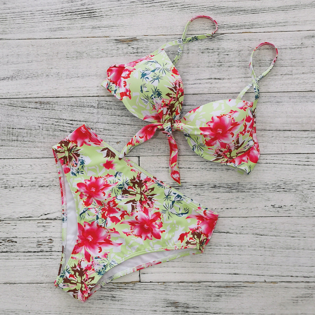 Ensemble bikini pour femme à imprimé floral, avec lien à nouer et taille haute, de berg-feldt