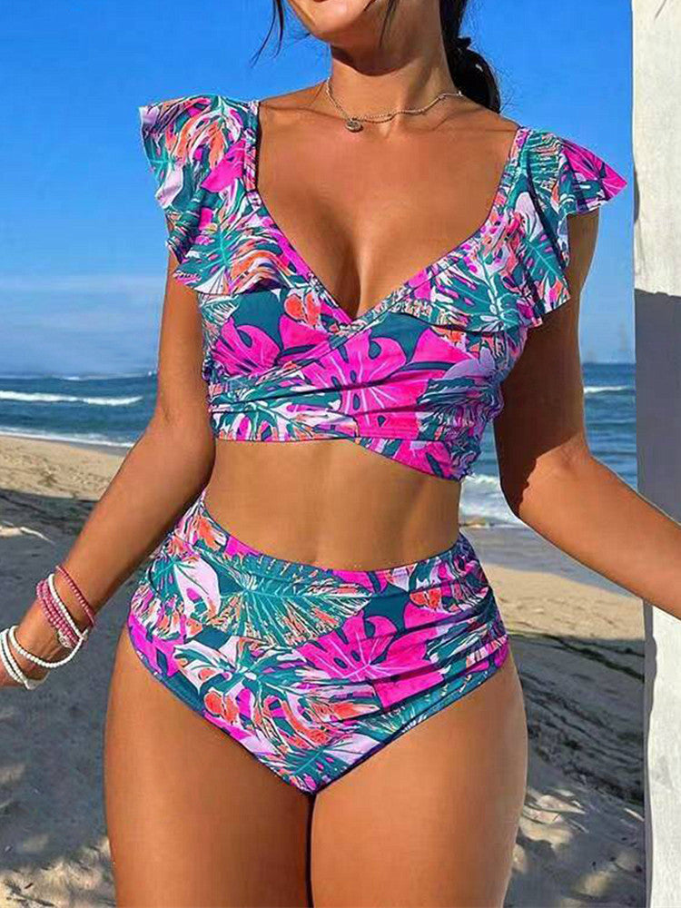 Ensemble bikini taille haute à imprimé volanté berg-feldt pour femme