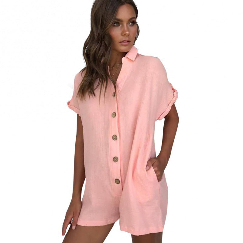 Lässiger Damen Kurzoverall mit Knöpfen und Taschen von berg-feldt