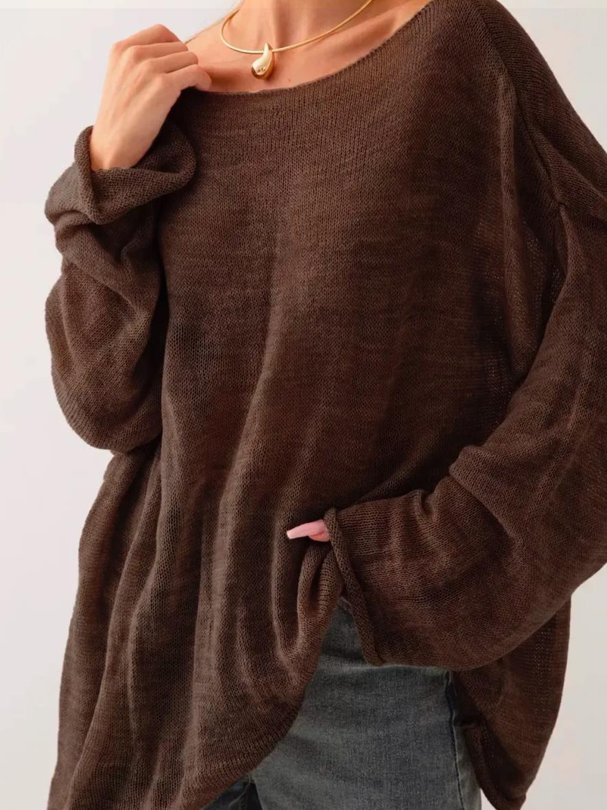 Pull ample pour femme Berg-Feldt en maille aérée, coupe large et tissu transparent