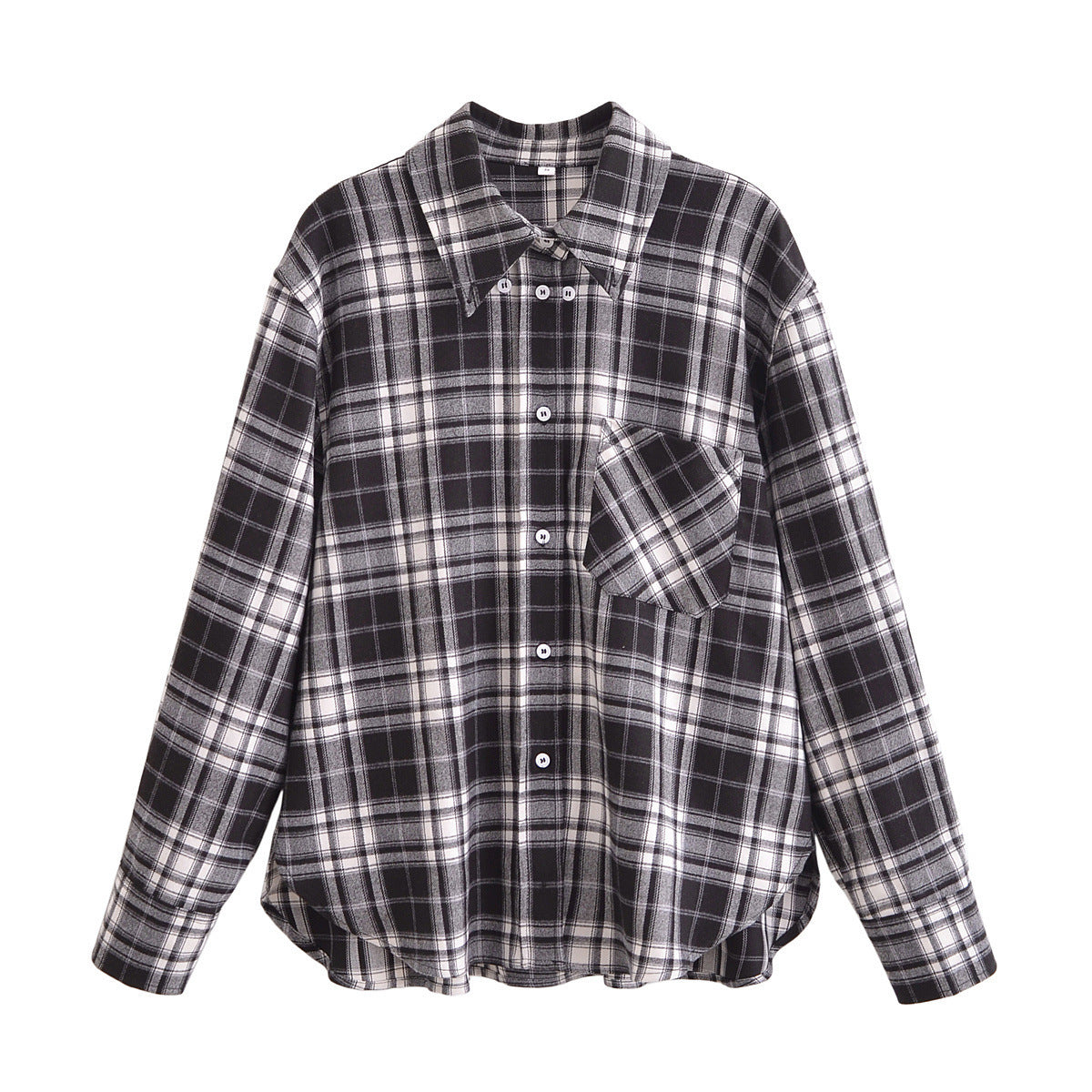 Berg-Feldt Damen Oversize Karohemd mit Knopfleiste und Taschen