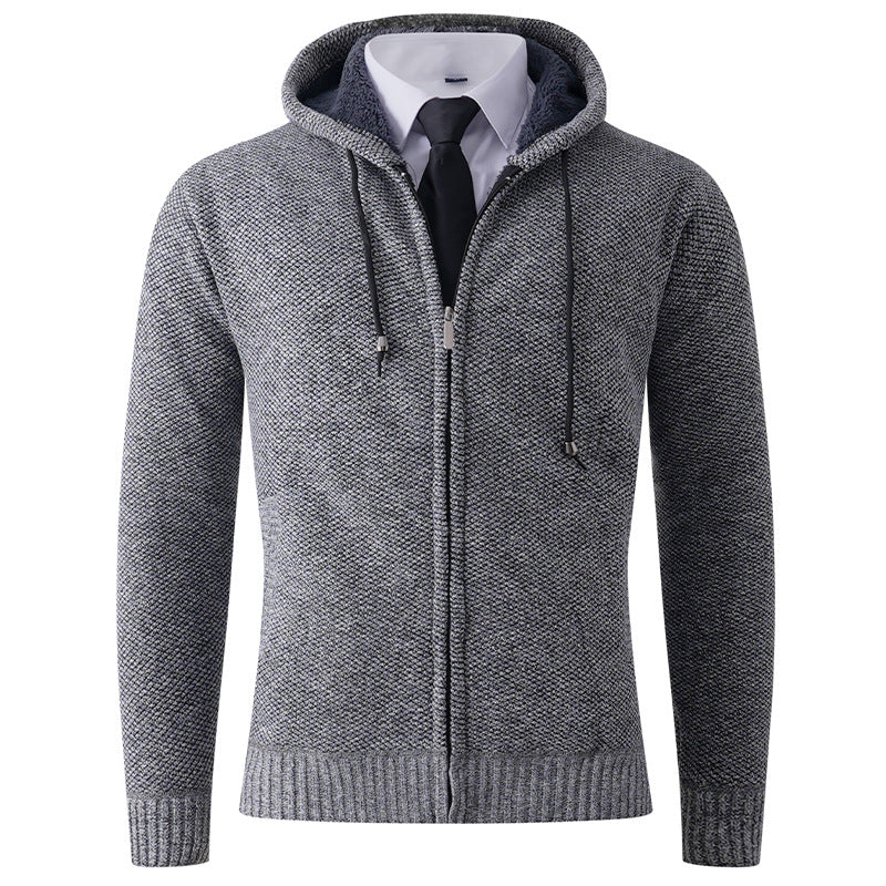 Herren Strickjacke mit Kapuze und strukturierter Verarbeitung Berg-Feldt