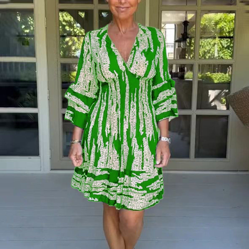Robe d'été femme à manches amples et col en V de berg-feldt