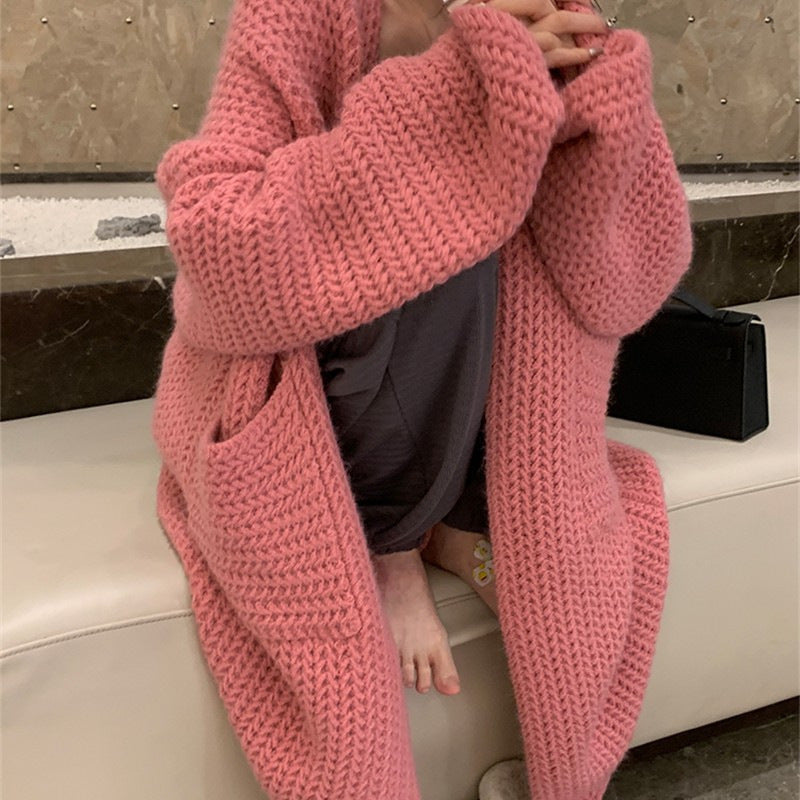 Cardigan long femme avec poches pratiques et motif tressé tendance Berg-Feldt