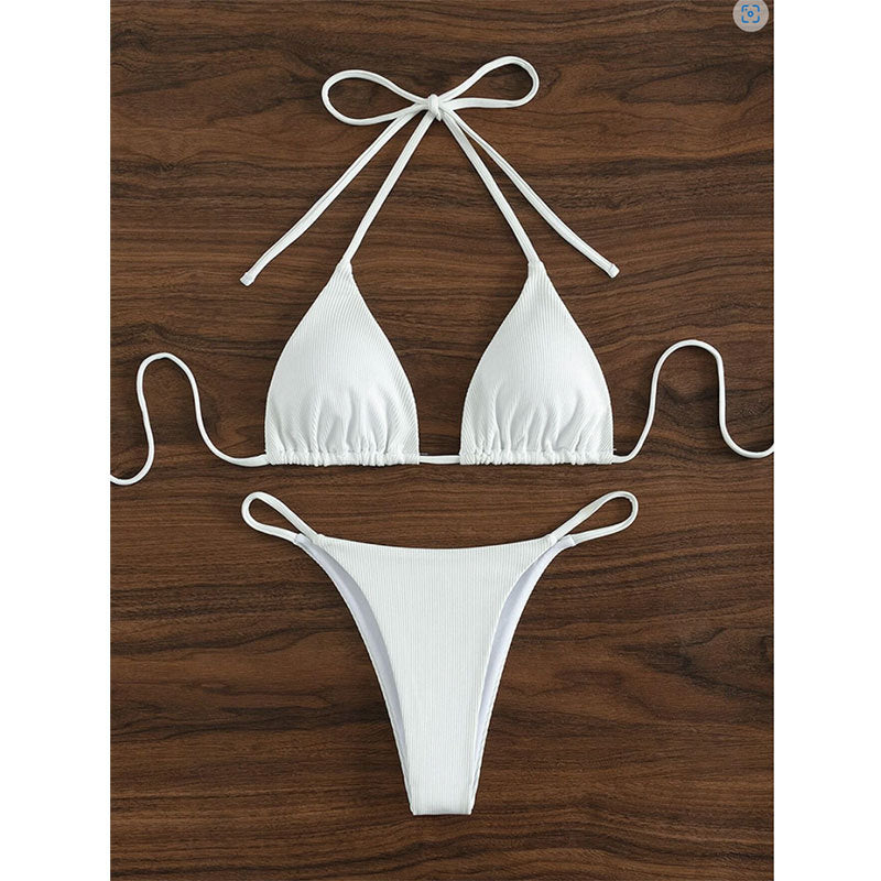 Ensemble de bikini en tricot côtelé pour femme avec hauts triangle et bretelles réglables, par berg-feldt