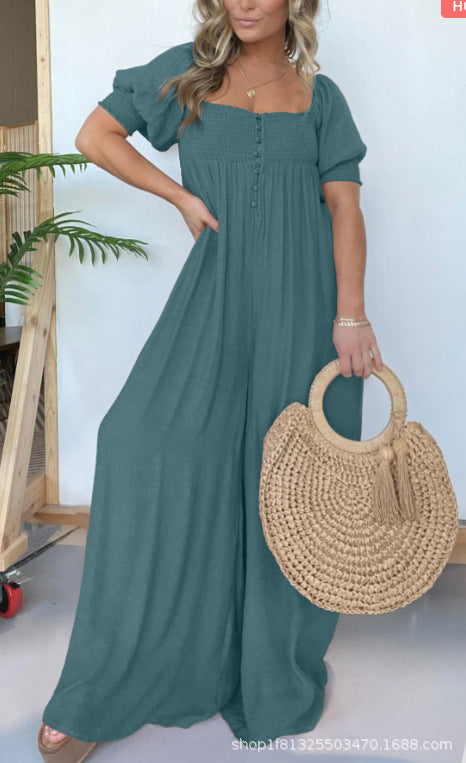 Berg-Feldt Robe longue pour femme, coupe décontractée à manches bouffantes