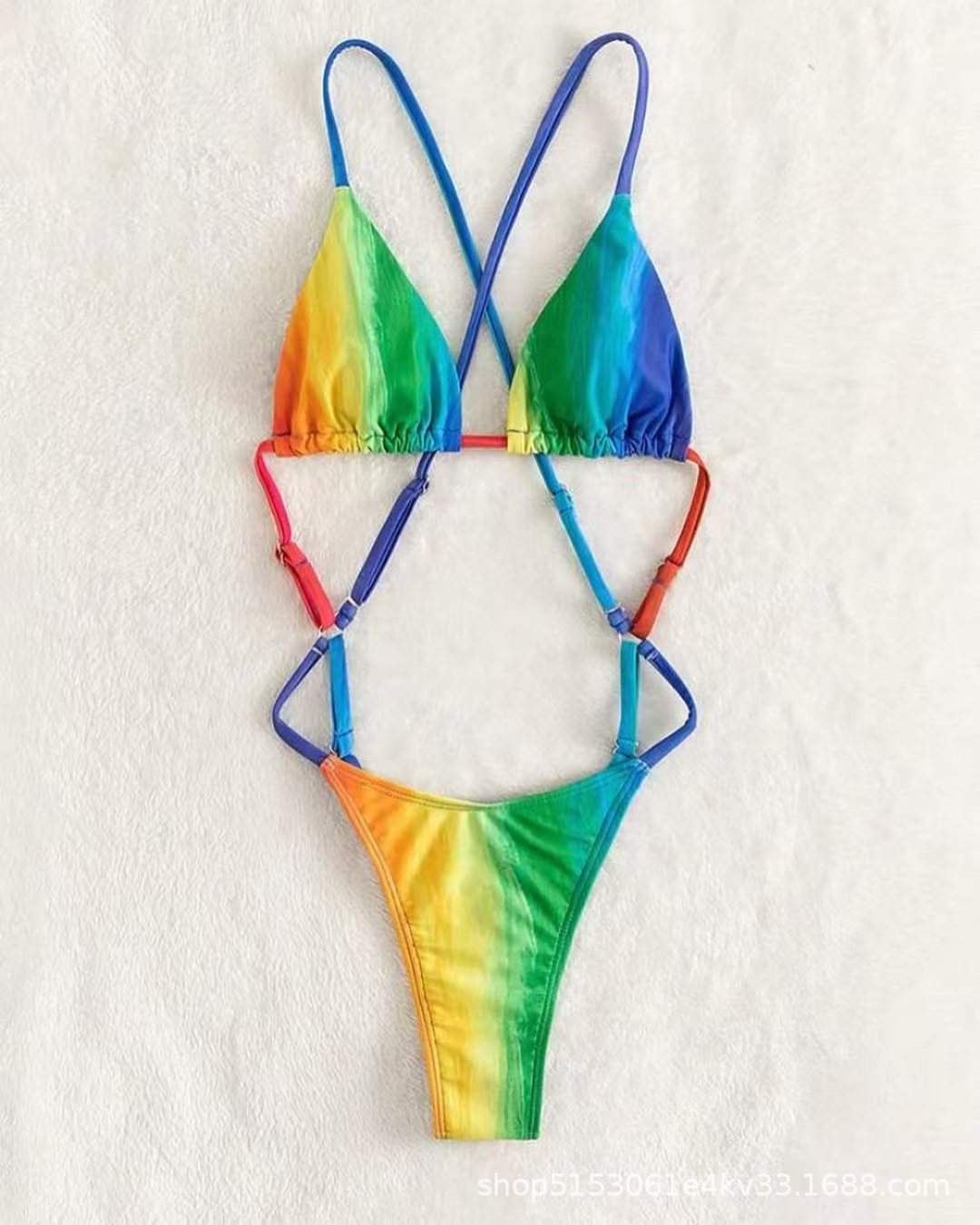 Ensemble de bikini triangle avec bretelles réglables et dégradé de couleurs vives de berg-feldt