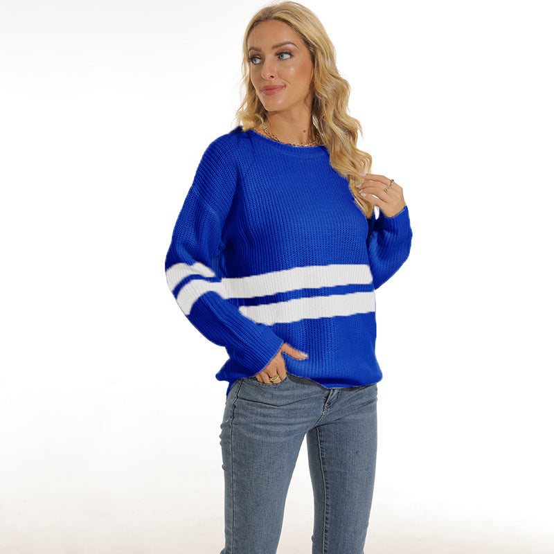 Pull en grosse maille pour femme, à rayures sportives et coupe décontractée Berg-Feldt
