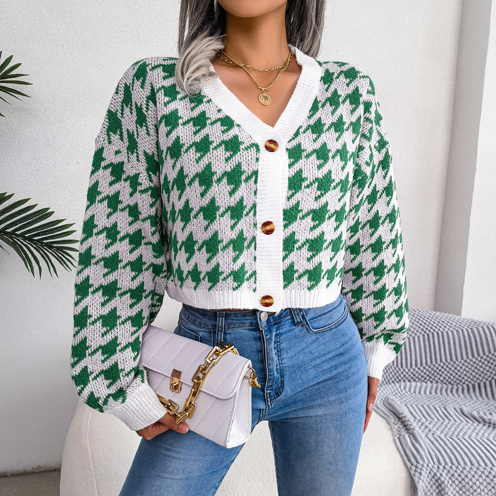 Cardigan court moderne pour femme à motif pied-de-poule berg-feldt