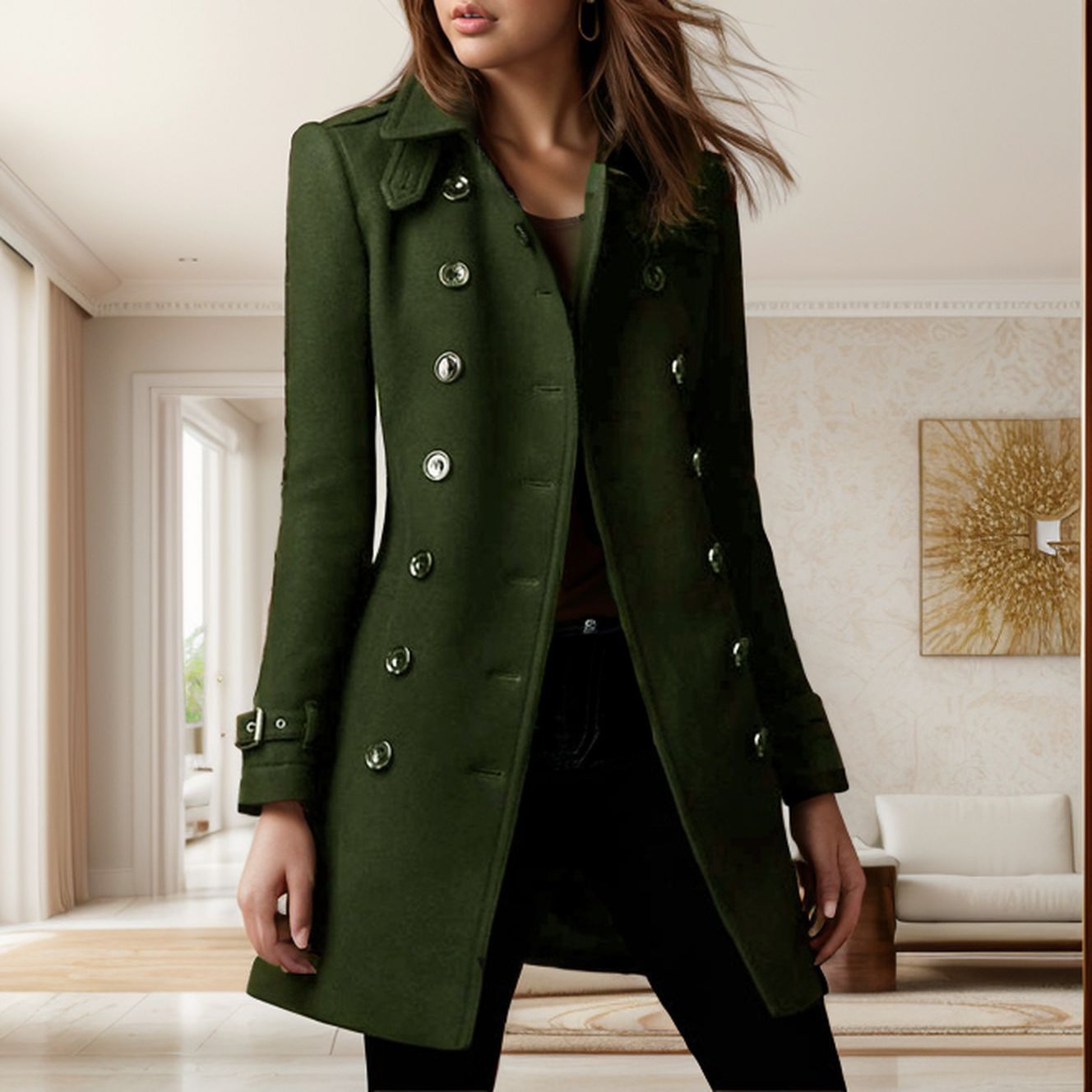 Trench-coat élégant pour femme à double boutonnage et col montant Berg-Feldt