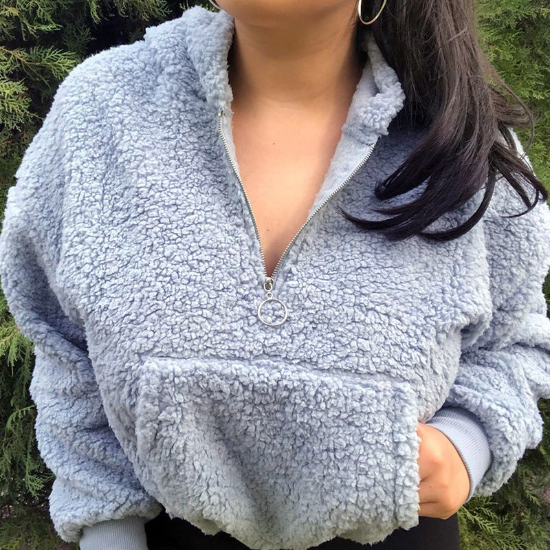 Berg-Feldt Hoodie polaire zippé court femme avec poche kangourou