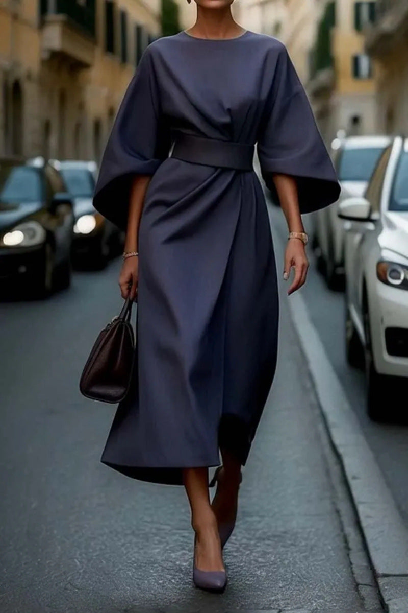 Robe longue élégante pour femme avec manches ballon et coupe ajustée Berg-Feldt