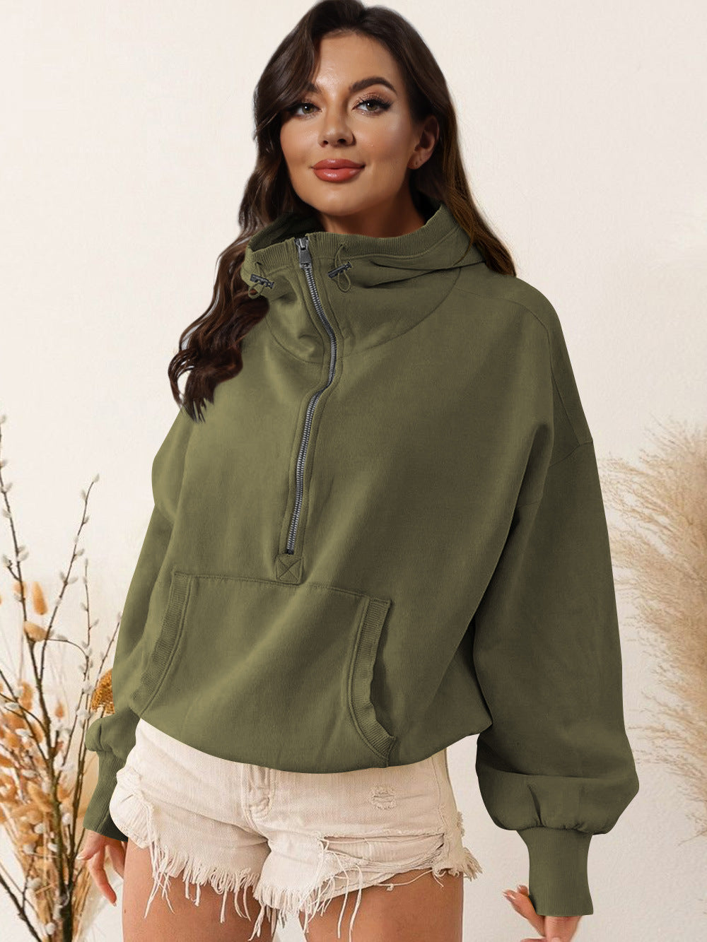 Sweat à capuche décontracté mi-zippé Femme Berg-Feldt