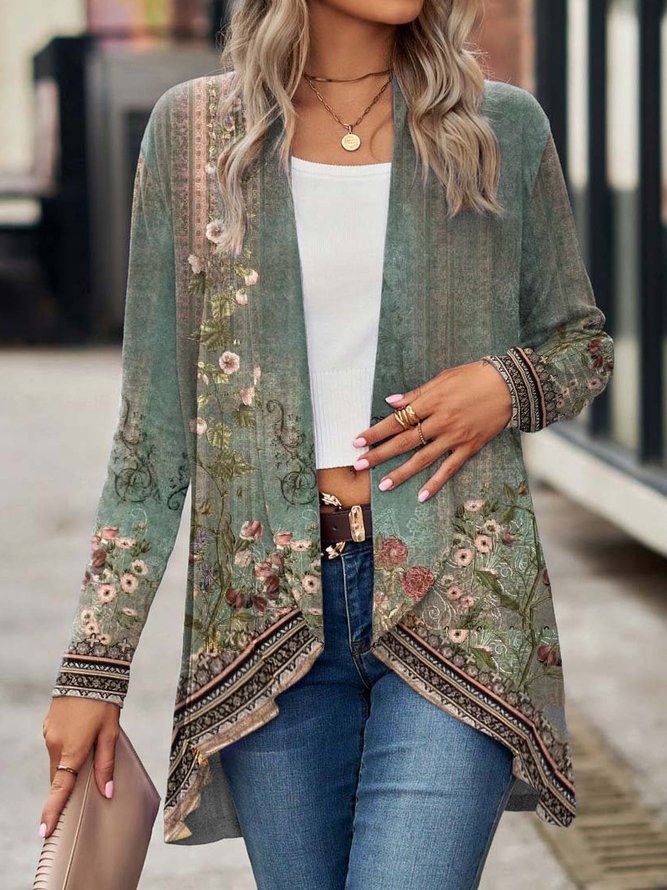 Veste longue ouverte pour femme avec motif floral Berg-Feldt