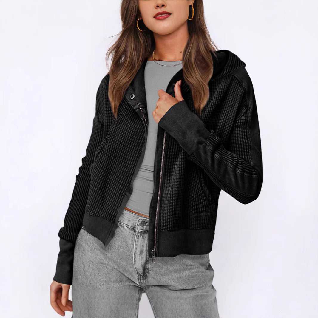 Veste zippée décontractée à capuche pour femme, motif structuré Berg-Feldt