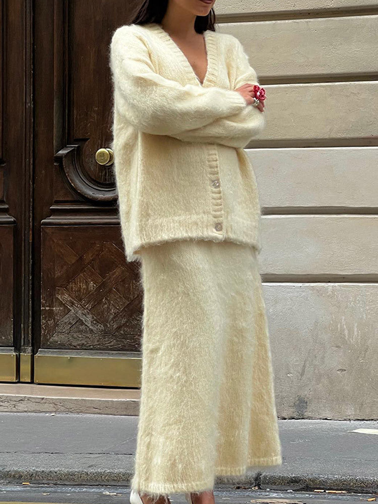 Ensemble Gilet Douillet et Jupe Longue en Maille Berg-Feldt pour Femme