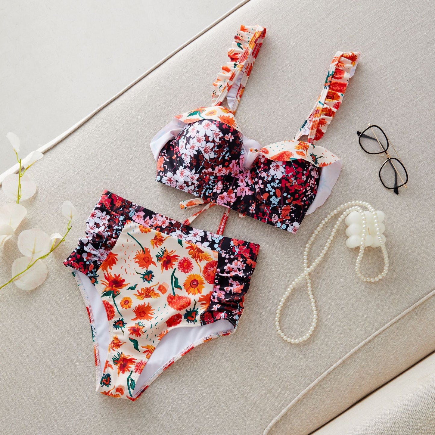 Ensemble de bikini pour femmes au motif floral fantaisie et volants élégants de berg-feldt