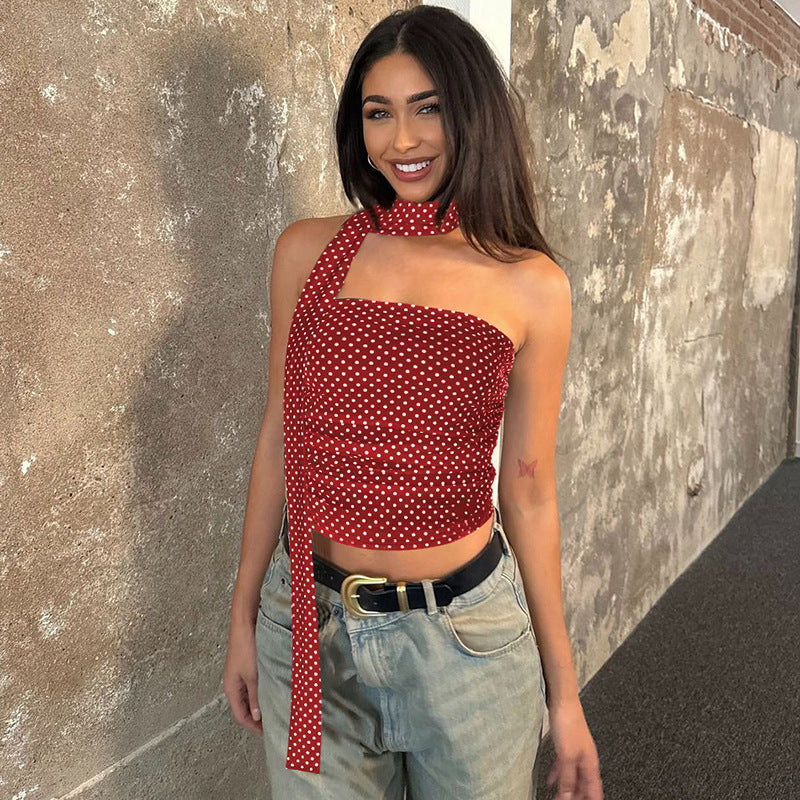Berg-Feldt Haut bandeau à pois pour femme, avec liens à nouer et matière élastique