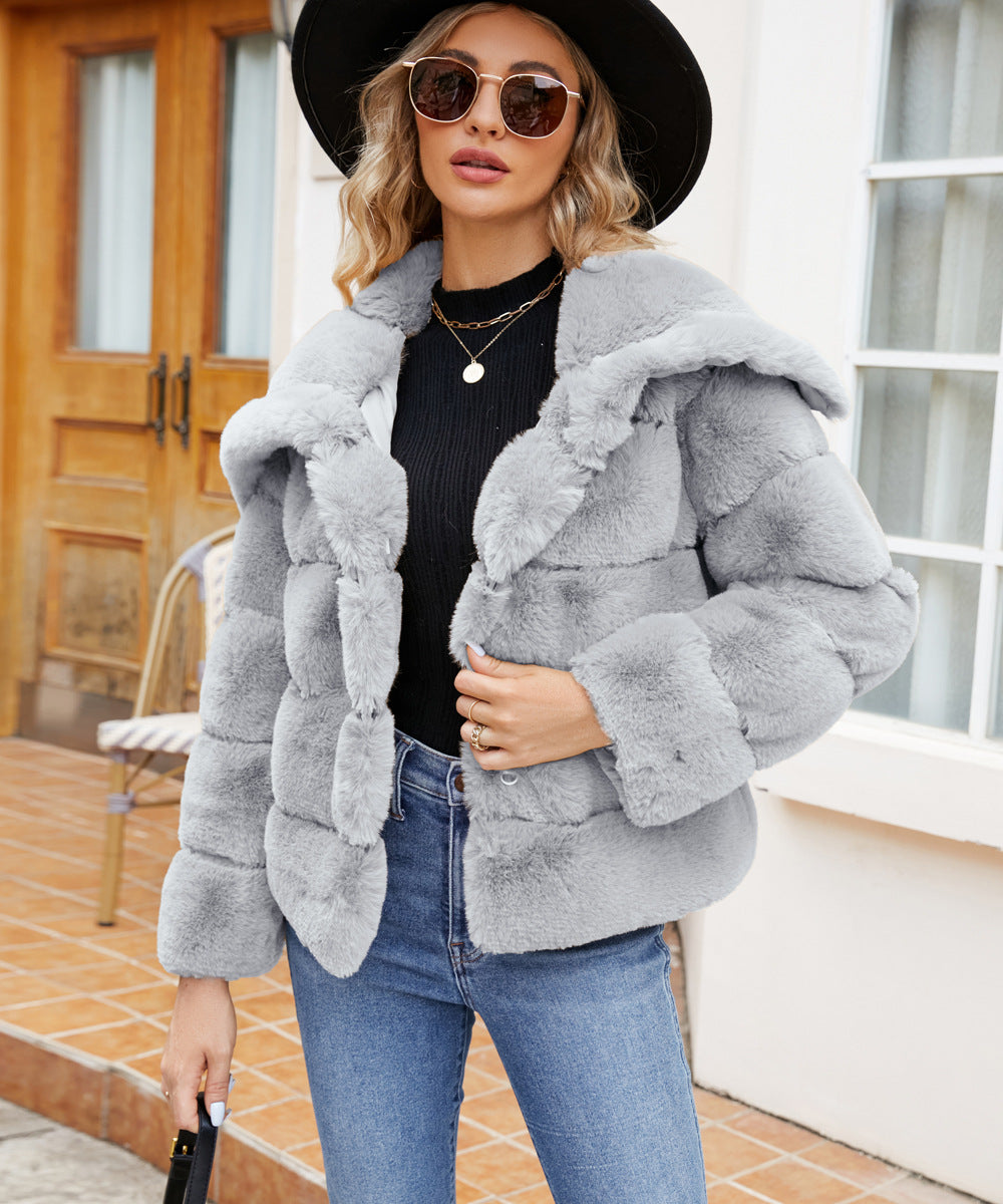 Damen Fleece-Puffjacke mit Kapuze Berg-Feldt