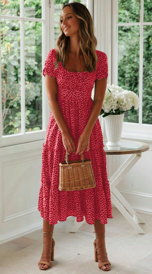 Robe midi ajustée à volants et taille nouée pour femme de berg-feldt