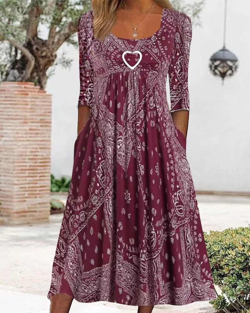 Robe longue élégante à motif bandana avec poches de berg-feldt