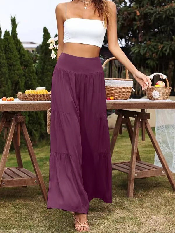 Sommerhose für Damen, weit geschnitten, hoher Bund, Volants, berg-feldt