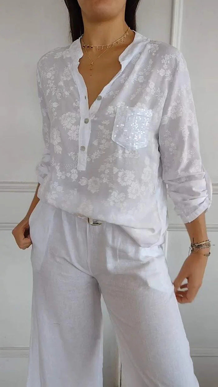 Chemisier femme à motif floral et sequins brillants, par berg-feldt