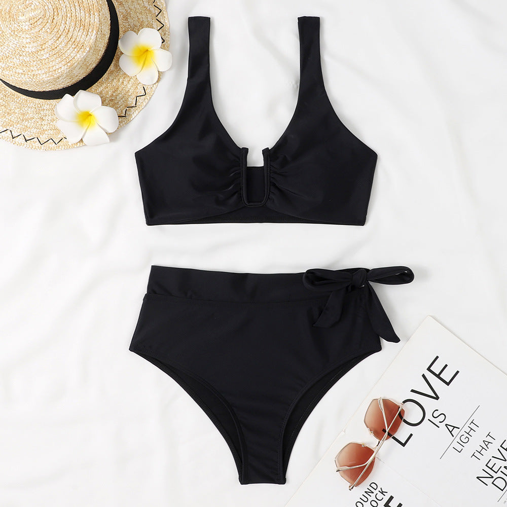 Ensemble bikini taille haute à nœud ajustable pour femme de berg-feldt