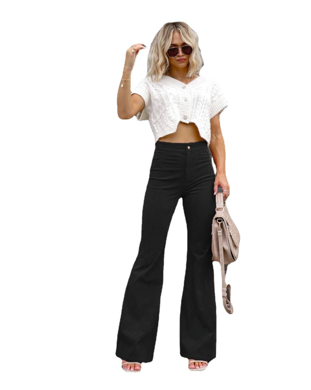 Damen Modische Hochbund-Flared-Jeans Berg-Feldt