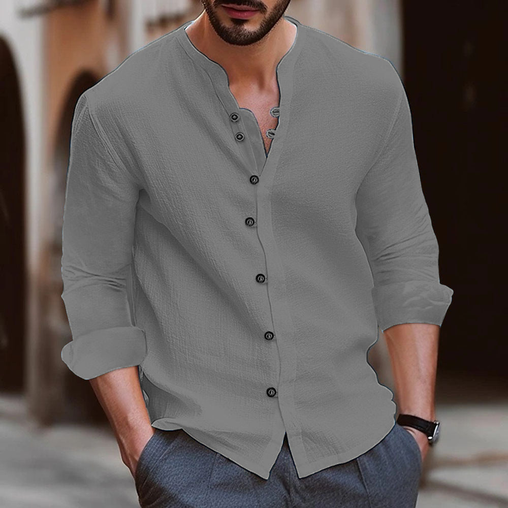 Chemise Henley à manches longues pour homme en coton léger avec détail boutonné tendance Berg-Feldt