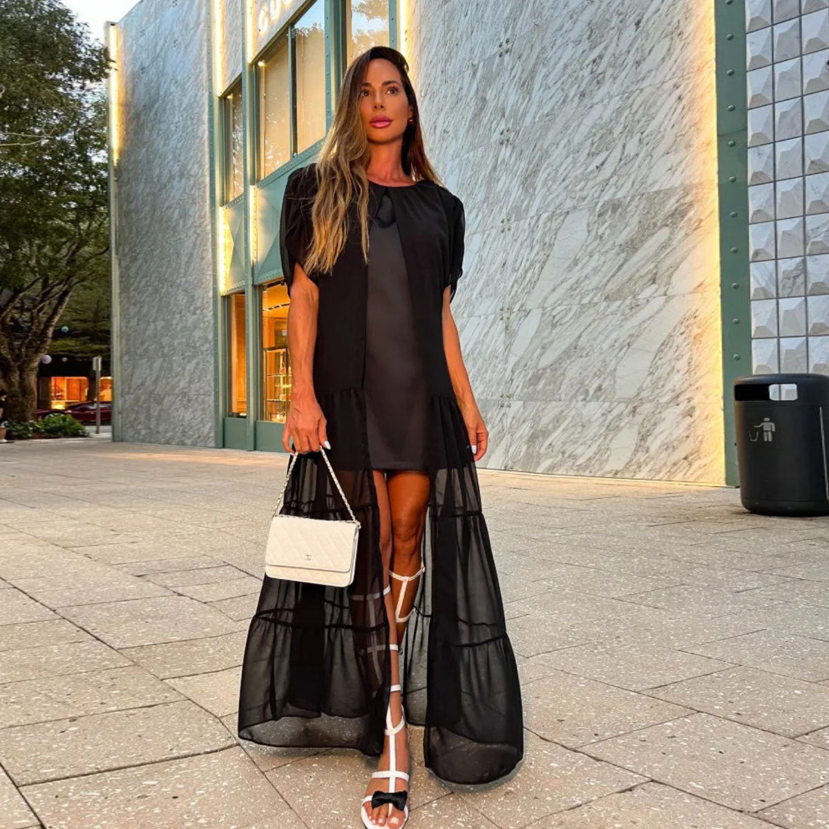 Trendiges Damen-Maxikleid mit transparentem Überrock von berg-feldt
 - berg-feldt